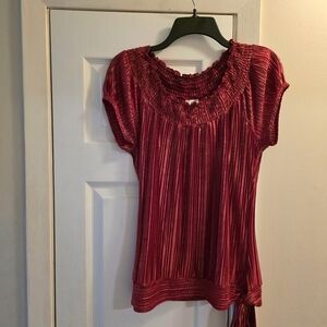 Heart Soul Pleated Red Blouse